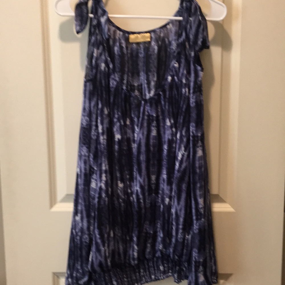 Miss Tina tie dye cold shoulder long sleeve elastic waistband top blouse size 2X